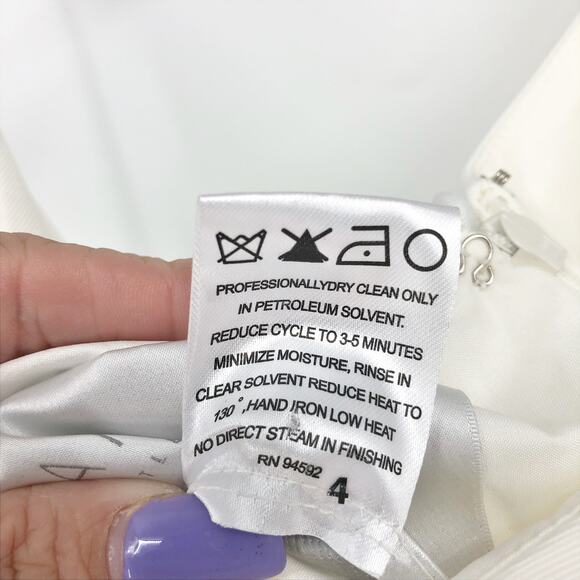 AMSALE Faille Cocktail Dress 18 Silk White Off Shoulder Sheath Knee Length - Picture 10 of 13